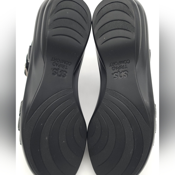 SAS Capri Sandal Black Snake Leather T-Strap Open Toe Comfort Size 6.5 WW - Picture 7 of 9